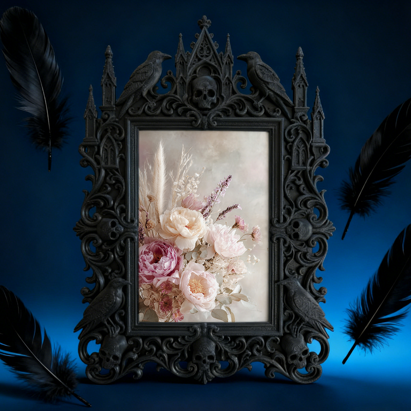 Distinctive Gothic Dark-style Photo Frame | Witchy Herbal Apothecary Decor, Photo Ornament, Wall-mountable & Tabletop, Portable Frame