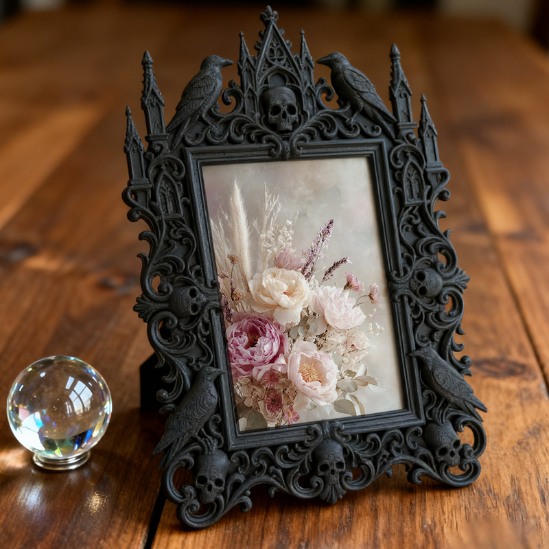 Distinctive Gothic Dark-style Photo Frame | Witchy Herbal Apothecary Decor, Photo Ornament, Wall-mountable & Tabletop, Portable Frame