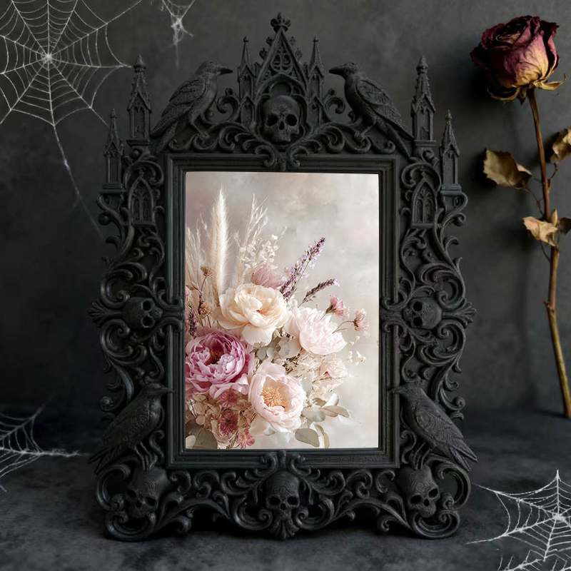 Distinctive Gothic Dark-style Photo Frame | Witchy Herbal Apothecary Decor, Photo Ornament, Wall-mountable & Tabletop, Portable Frame