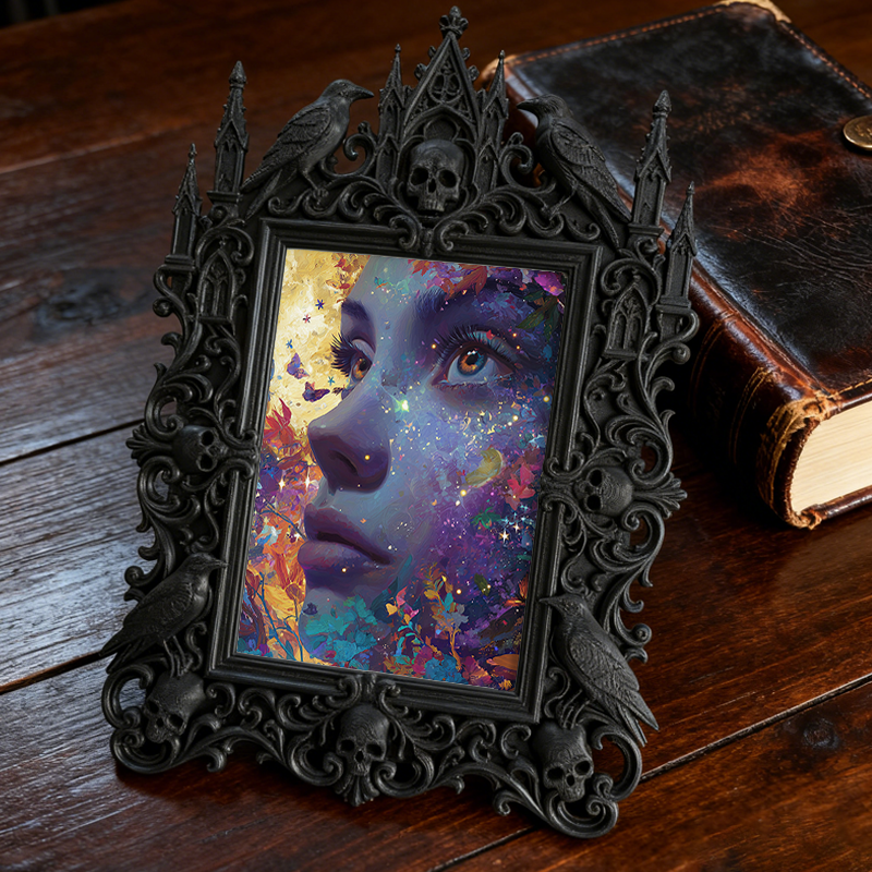 Gritty Gothic Dark-style Photo Frame | Gothic Tattoo Studio Wall Decor, Photo Ornament, Dual-use Display, Wear-resistant Frame