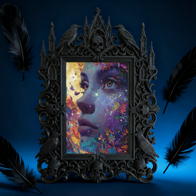 Gritty Gothic Dark-style Photo Frame | Gothic Tattoo Studio Wall Decor, Photo Ornament, Dual-use Display, Wear-resistant Frame