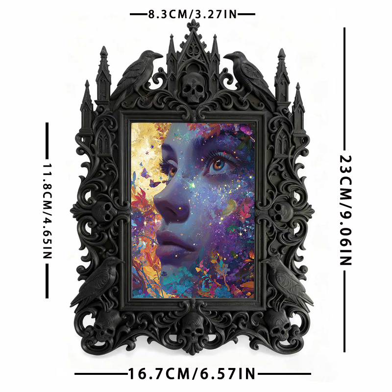 Gritty Gothic Dark-style Photo Frame | Gothic Tattoo Studio Wall Decor, Photo Ornament, Dual-use Display, Wear-resistant Frame