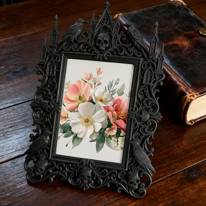 Daring Gothic Dark-style Photo Frame | Dark Fantasy RPG Game Room Decor, Photo Ornament, Wall-mountable & Tabletop, Creative Frame