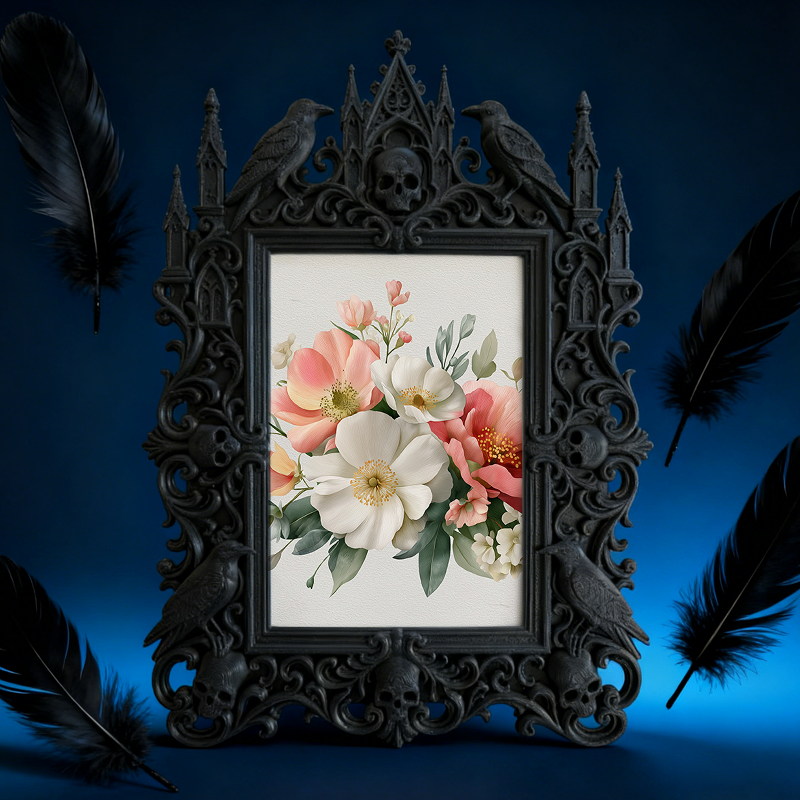 Daring Gothic Dark-style Photo Frame | Dark Fantasy RPG Game Room Decor, Photo Ornament, Wall-mountable & Tabletop, Creative Frame