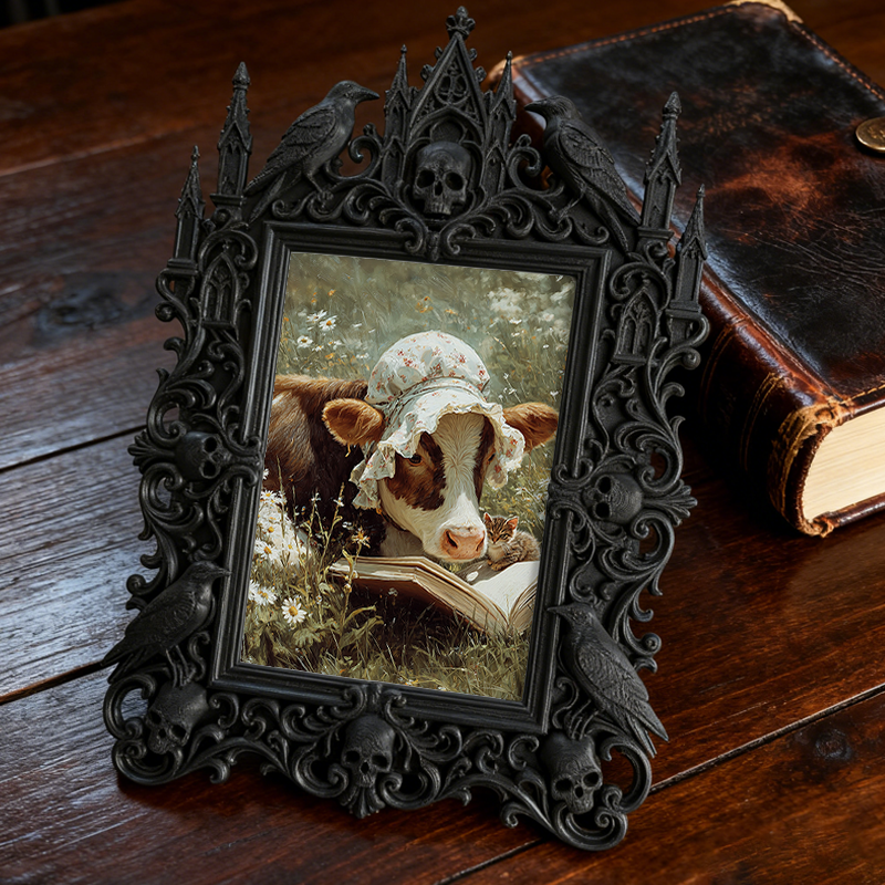 Bestseller Gothic Dark-style Photo Frame | Dark Academia Library Study Corner Decor, Photo Ornament, Wall/Table Dual-use, Durable Frame