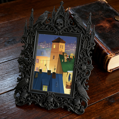 Trendy Gothic Dark-style Photo Frame | Halloween Haunted House Photo Spot Decor, Photo Ornament, Wall-mountable & Tabletop, Lightweight Fram