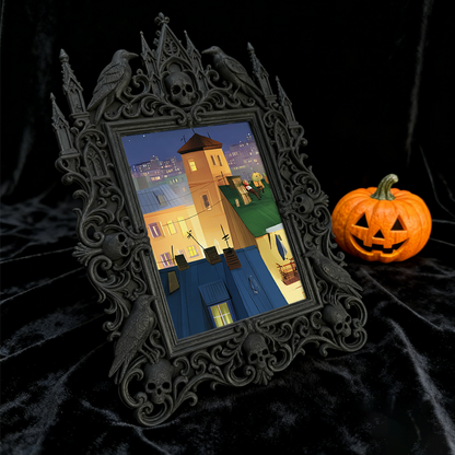 Trendy Gothic Dark-style Photo Frame | Halloween Haunted House Photo Spot Decor, Photo Ornament, Wall-mountable & Tabletop, Lightweight Fram
