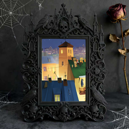 Trendy Gothic Dark-style Photo Frame | Halloween Haunted House Photo Spot Decor, Photo Ornament, Wall-mountable & Tabletop, Lightweight Fram
