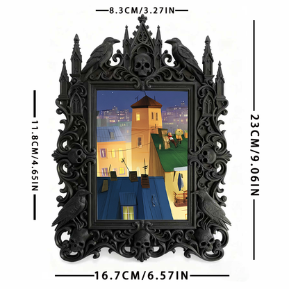 Trendy Gothic Dark-style Photo Frame | Halloween Haunted House Photo Spot Decor, Photo Ornament, Wall-mountable & Tabletop, Lightweight Fram