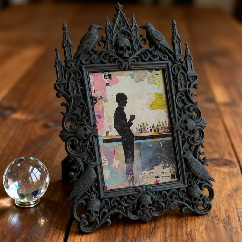 Hot-selling Gothic Dark-style Photo Frame | Gothic Bar Counter Decor, Photo Ornament, Dual-use Display, Retro Plastic Frame
