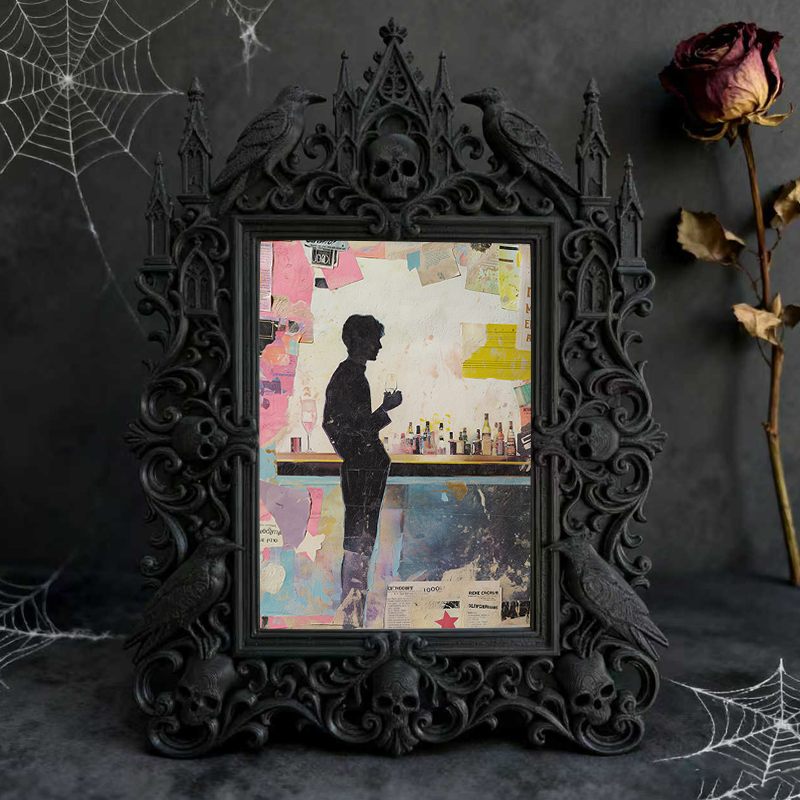 Hot-selling Gothic Dark-style Photo Frame | Gothic Bar Counter Decor, Photo Ornament, Dual-use Display, Retro Plastic Frame