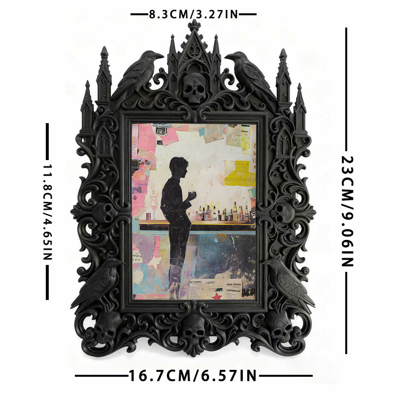 Hot-selling Gothic Dark-style Photo Frame | Gothic Bar Counter Decor, Photo Ornament, Dual-use Display, Retro Plastic Frame