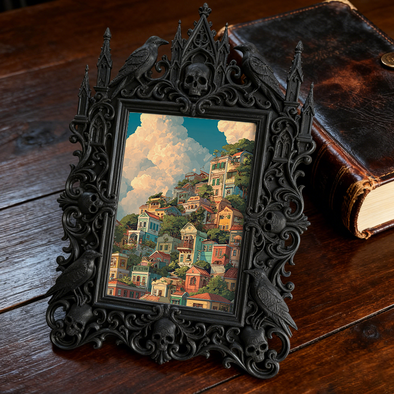 Stylish Gothic Dark-style Photo Frame | Dark Art Gallery Gift Shop Decor, Photo Ornament, Wall-mountable & Tabletop, Slim Frame