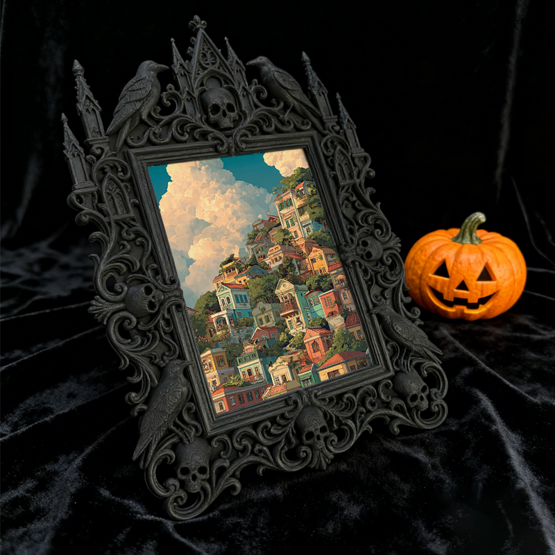 Stylish Gothic Dark-style Photo Frame | Dark Art Gallery Gift Shop Decor, Photo Ornament, Wall-mountable & Tabletop, Slim Frame