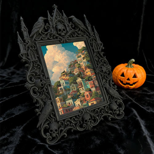 Stylish Gothic Dark-style Photo Frame | Dark Art Gallery Gift Shop Decor, Photo Ornament, Wall-mountable & Tabletop, Slim Frame