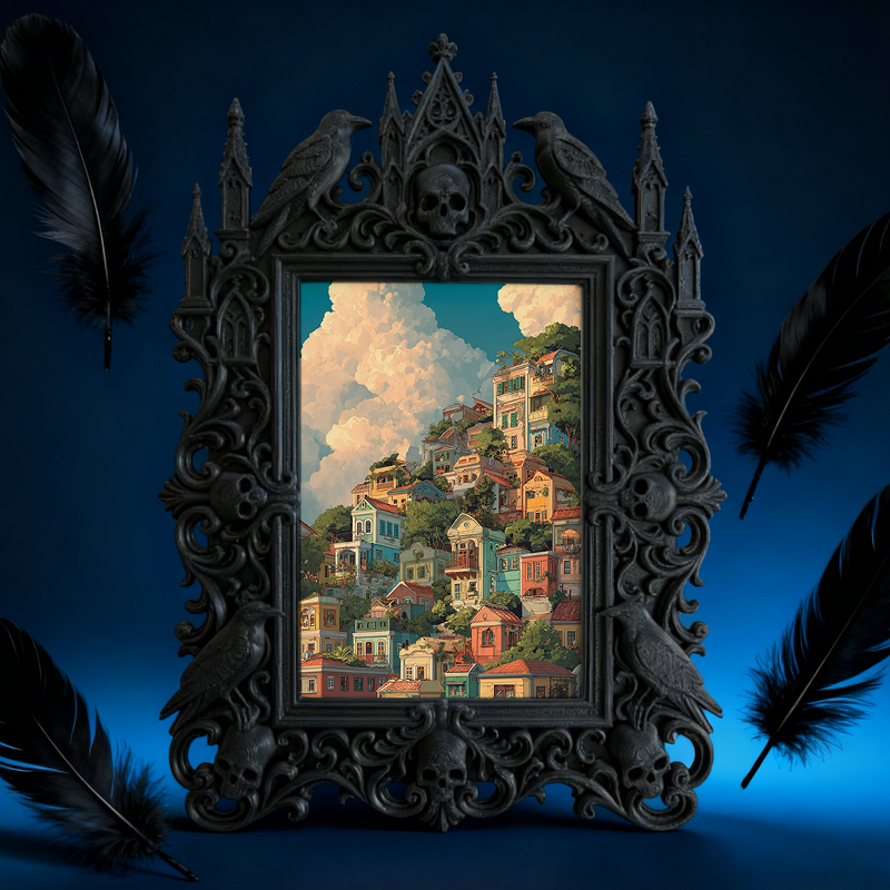 Stylish Gothic Dark-style Photo Frame | Dark Art Gallery Gift Shop Decor, Photo Ornament, Wall-mountable & Tabletop, Slim Frame