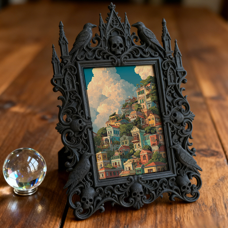 Stylish Gothic Dark-style Photo Frame | Dark Art Gallery Gift Shop Decor, Photo Ornament, Wall-mountable & Tabletop, Slim Frame