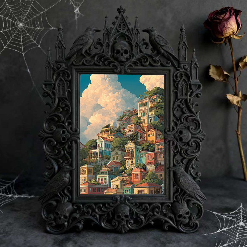 Stylish Gothic Dark-style Photo Frame | Dark Art Gallery Gift Shop Decor, Photo Ornament, Wall-mountable & Tabletop, Slim Frame
