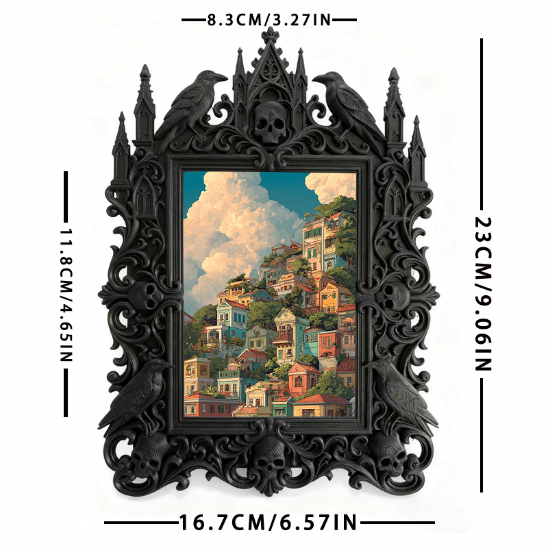 Stylish Gothic Dark-style Photo Frame | Dark Art Gallery Gift Shop Decor, Photo Ornament, Wall-mountable & Tabletop, Slim Frame