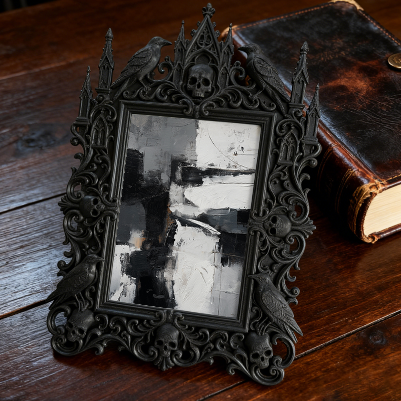 Exclusive Gothic Dark-style Photo Frame | Occult Astrology Studio Decor, Photo Ornament, Wall-mountable & Tabletop, Collectible Frame