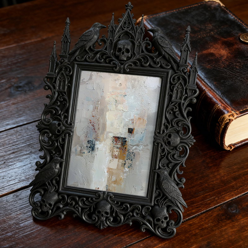 Chic Gothic Dark-style Photo Frame | Gothic Skincare Boutique Display, Photo Ornament, Wall-mountable & Tabletop, High-gloss Frame