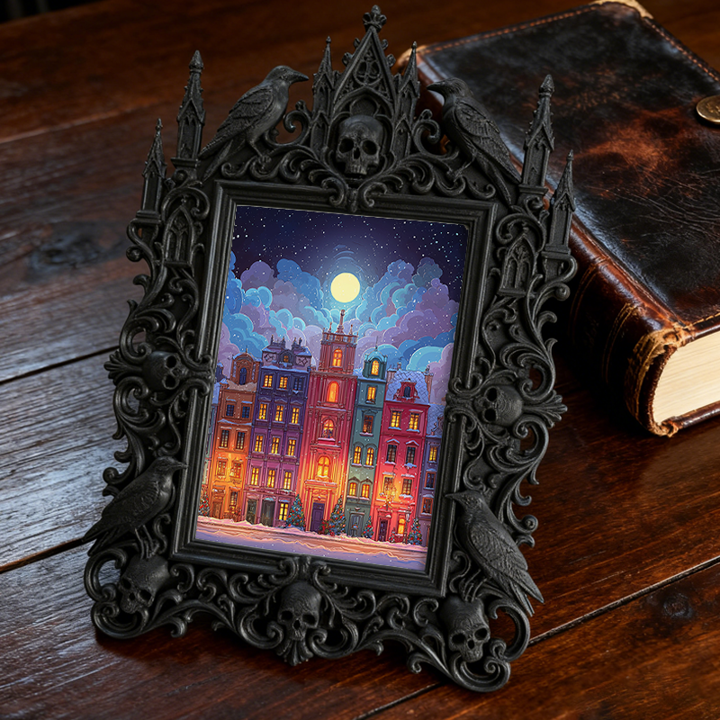 Classy Gothic Dark-style Photo Frame | Dark Academia Bookbinding Studio Decor, Photo Ornament, Wall-mountable & Tabletop, Practical Frame