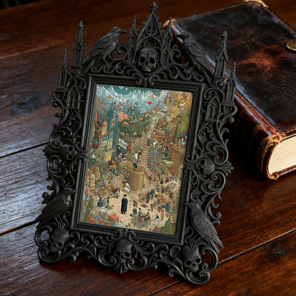 Sophisticated Gothic Dark-style Photo Frame | Paranormal Museum Gift Shop Decor, Photo Ornament, Wall-mountable & Tabletop, Elegant Frame