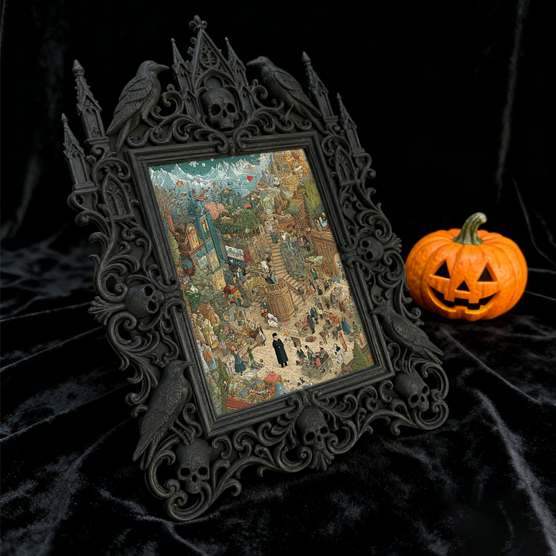 Sophisticated Gothic Dark-style Photo Frame | Paranormal Museum Gift Shop Decor, Photo Ornament, Wall-mountable & Tabletop, Elegant Frame
