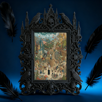 Sophisticated Gothic Dark-style Photo Frame | Paranormal Museum Gift Shop Decor, Photo Ornament, Wall-mountable & Tabletop, Elegant Frame