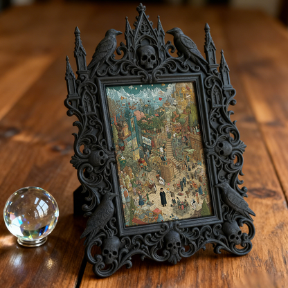 Sophisticated Gothic Dark-style Photo Frame | Paranormal Museum Gift Shop Decor, Photo Ornament, Wall-mountable & Tabletop, Elegant Frame