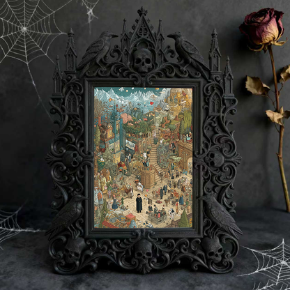 Sophisticated Gothic Dark-style Photo Frame | Paranormal Museum Gift Shop Decor, Photo Ornament, Wall-mountable & Tabletop, Elegant Frame