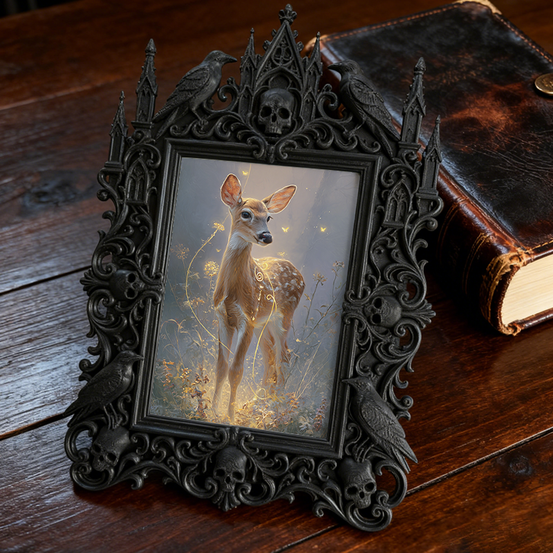Daring Gothic Dark-style Photo Frame | Dark Fantasy Miniature Shop Decor, Photo Ornament, Wall-mountable & Tabletop, Creative Frame