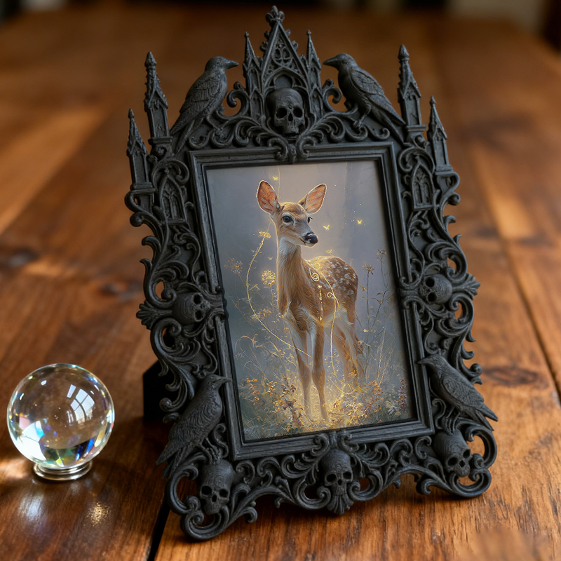 Daring Gothic Dark-style Photo Frame | Dark Fantasy Miniature Shop Decor, Photo Ornament, Wall-mountable & Tabletop, Creative Frame