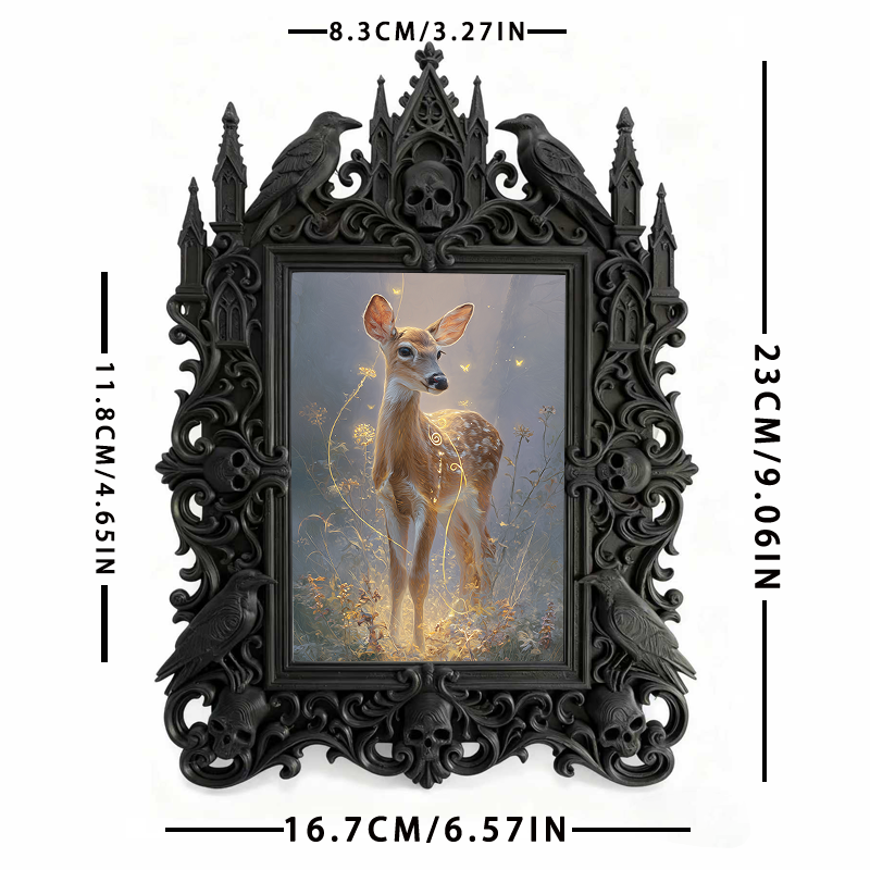 Daring Gothic Dark-style Photo Frame | Dark Fantasy Miniature Shop Decor, Photo Ornament, Wall-mountable & Tabletop, Creative Frame