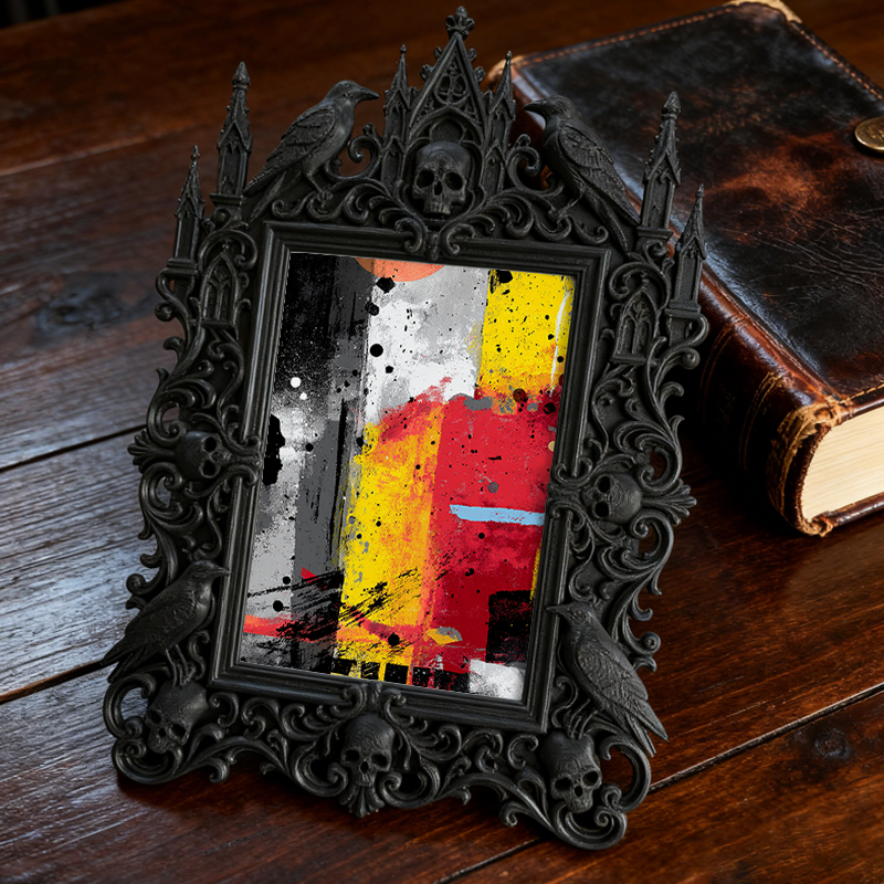 Top-rated Gothic Dark-style Photo Frame | Gothic Rooftop Party Decor, Photo Ornament, Wall-mountable & Tabletop, Plastic Frame