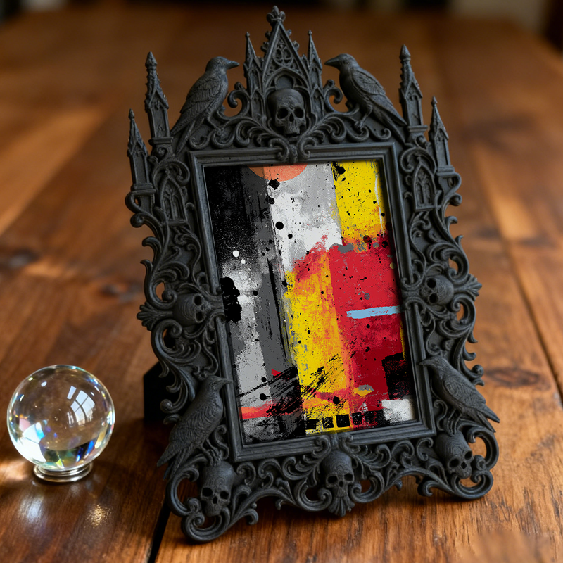 Top-rated Gothic Dark-style Photo Frame | Gothic Rooftop Party Decor, Photo Ornament, Wall-mountable & Tabletop, Plastic Frame