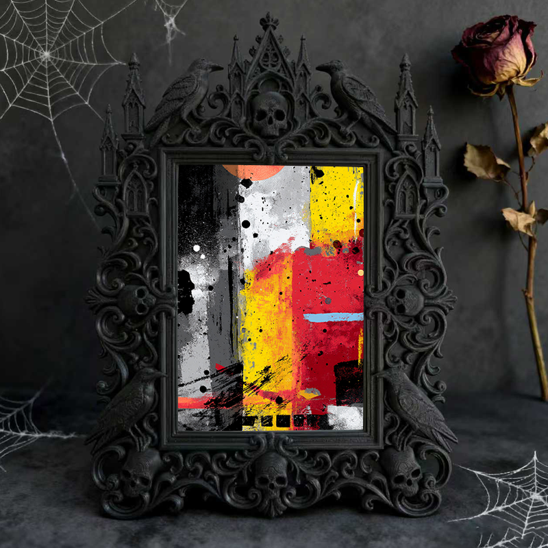Top-rated Gothic Dark-style Photo Frame | Gothic Rooftop Party Decor, Photo Ornament, Wall-mountable & Tabletop, Plastic Frame
