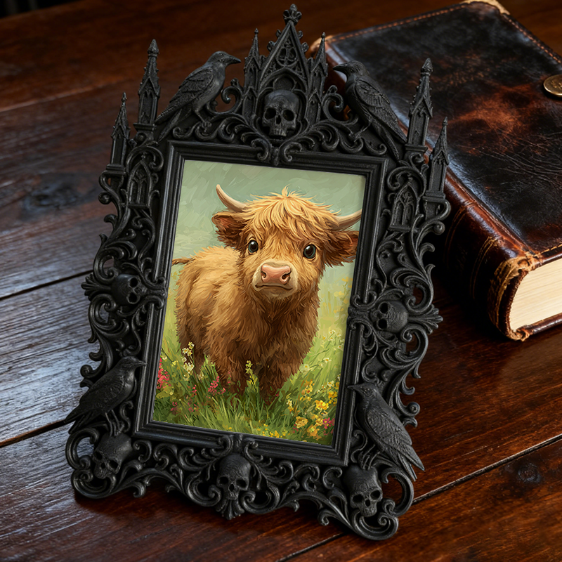 Trendy Gothic Dark-style Photo Frame | Horror Cosplay Photoshoot Prop, Photo Ornament, Wall-mountable & Tabletop, Lightweight Frame