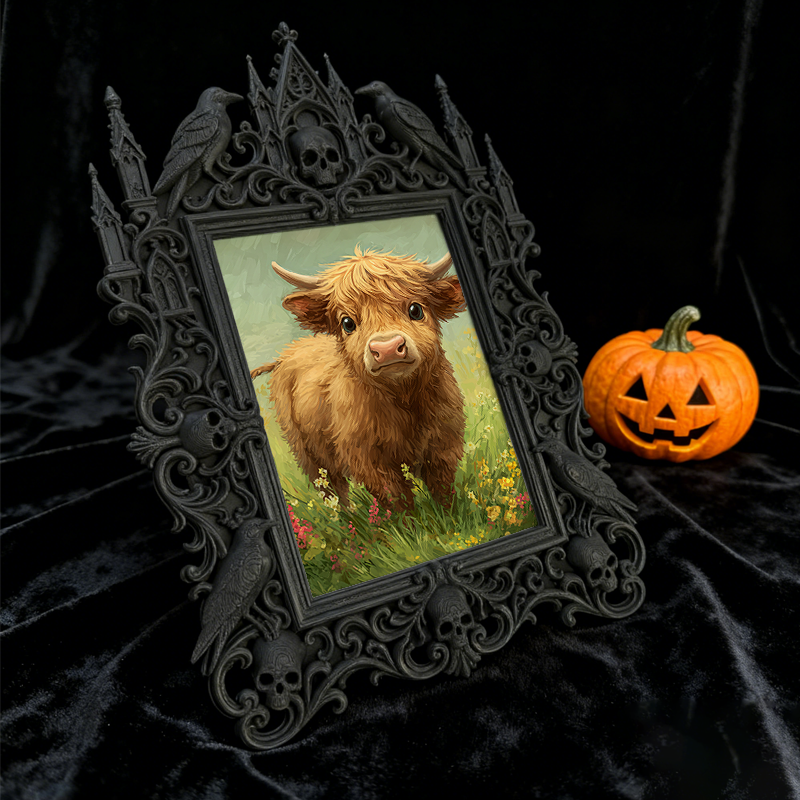 Trendy Gothic Dark-style Photo Frame | Horror Cosplay Photoshoot Prop, Photo Ornament, Wall-mountable & Tabletop, Lightweight Frame