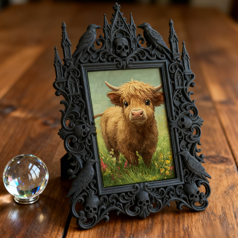 Trendy Gothic Dark-style Photo Frame | Horror Cosplay Photoshoot Prop, Photo Ornament, Wall-mountable & Tabletop, Lightweight Frame