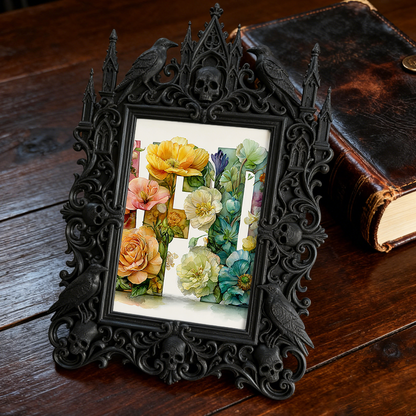 Premium Gothic Dark-style Photo Frame | Witchy Crystal Grid Shop Decor, Photo Ornament, Wall-mountable & Tabletop, Scratch-resistant Frame