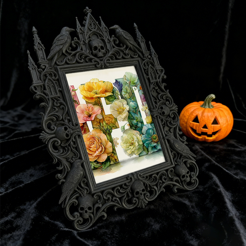 Premium Gothic Dark-style Photo Frame | Witchy Crystal Grid Shop Decor, Photo Ornament, Wall-mountable & Tabletop, Scratch-resistant Frame