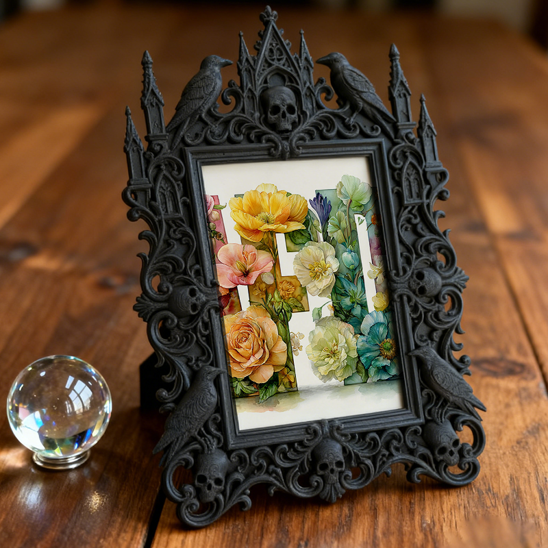 Premium Gothic Dark-style Photo Frame | Witchy Crystal Grid Shop Decor, Photo Ornament, Wall-mountable & Tabletop, Scratch-resistant Frame