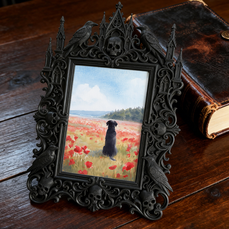 Stylish Gothic Dark-style Photo Frame | Dark Florist Shop Decor, Photo Ornament, Wall-mountable & Tabletop, Slim Frame