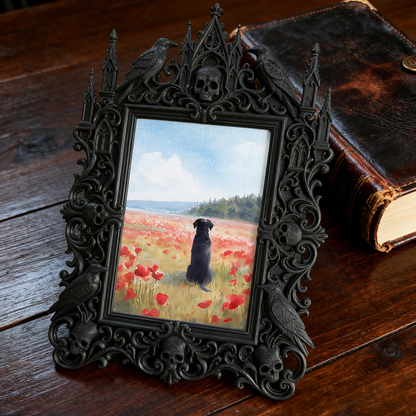 Stylish Gothic Dark-style Photo Frame | Dark Florist Shop Decor, Photo Ornament, Wall-mountable & Tabletop, Slim Frame