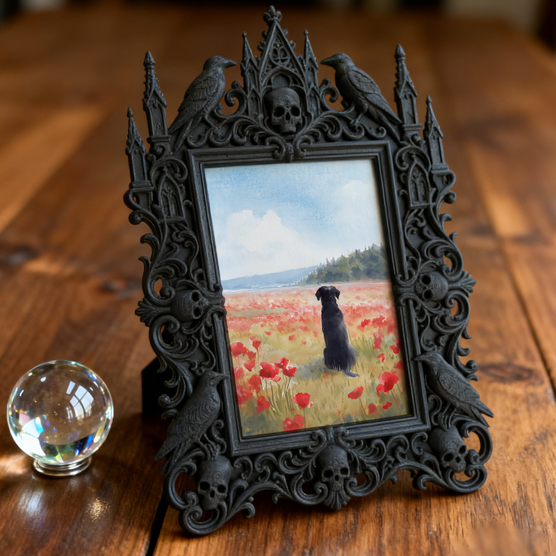 Stylish Gothic Dark-style Photo Frame | Dark Florist Shop Decor, Photo Ornament, Wall-mountable & Tabletop, Slim Frame