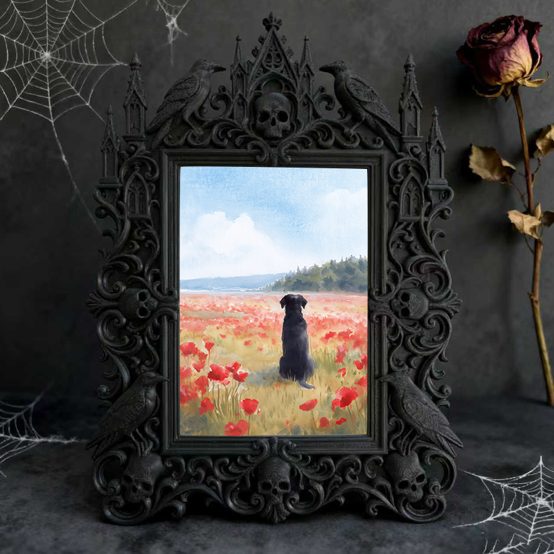 Stylish Gothic Dark-style Photo Frame | Dark Florist Shop Decor, Photo Ornament, Wall-mountable & Tabletop, Slim Frame