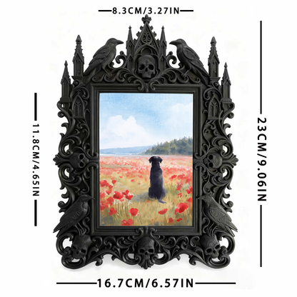 Stylish Gothic Dark-style Photo Frame | Dark Florist Shop Decor, Photo Ornament, Wall-mountable & Tabletop, Slim Frame
