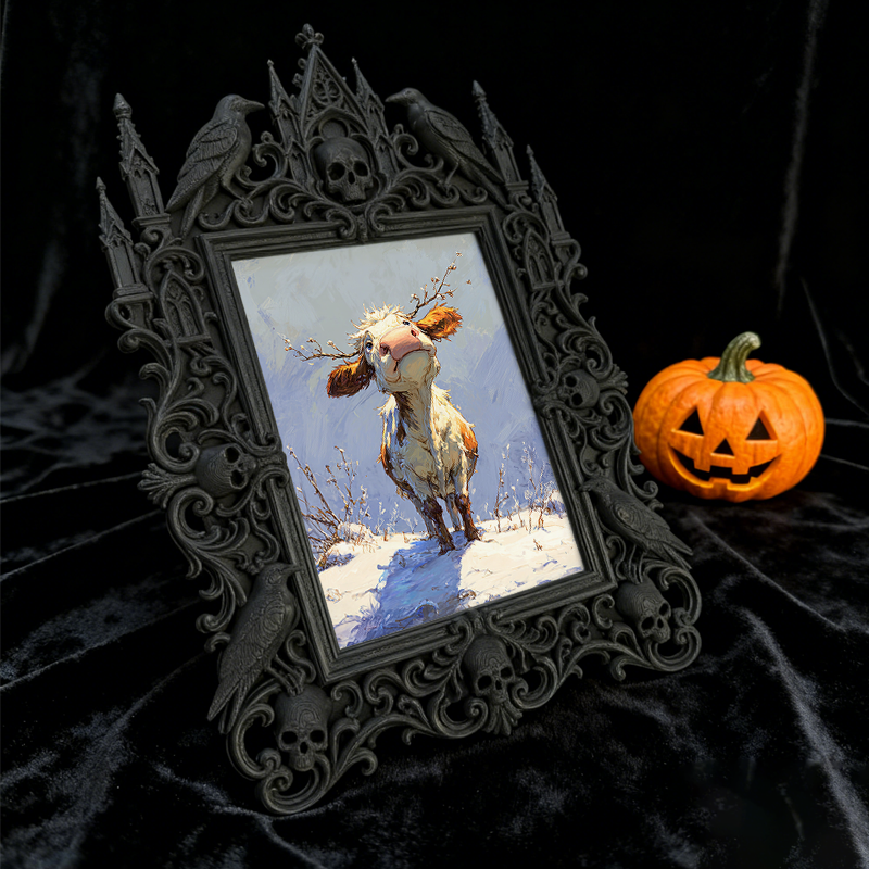 Must-have Gothic Dark-style Photo Frame | Vampire Themed Halloween Party Decor, Photo Ornament, Dual-use Display, Sturdy Frame