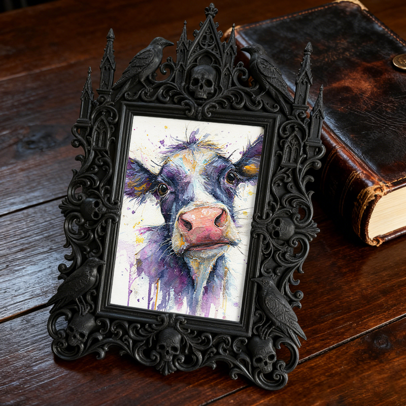 Exclusive Gothic Dark-style Photo Frame | Occult Manuscript Shop Decor, Photo Ornament, Wall-mountable & Tabletop, Collectible Frame